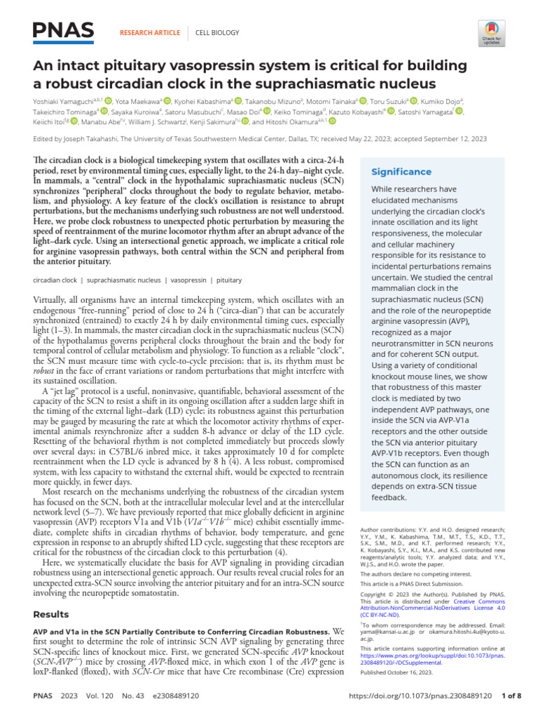 2023 an Intact Pituitary Vasopressin System is Critical for Building a ...