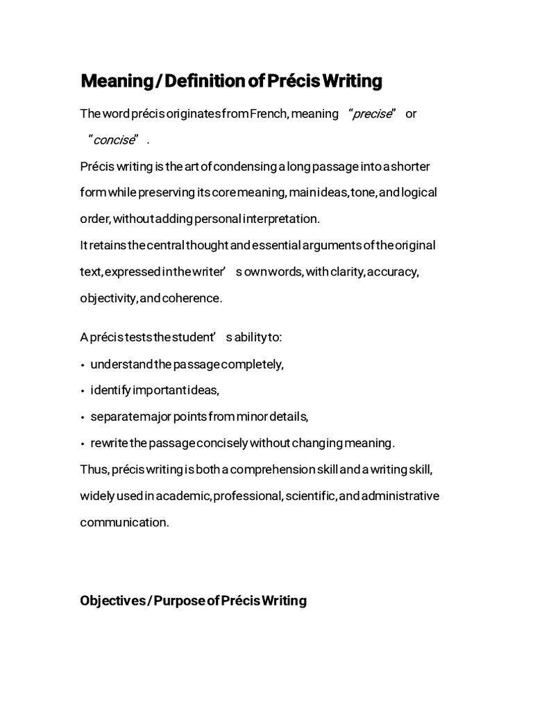 Précis Writing | PDF | Semantics | Psychological Concepts
