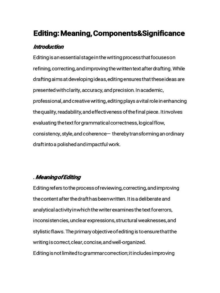 Editing Meaning, Components & | PDF | Syntax | Grammar