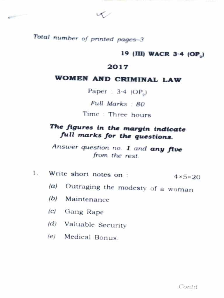 Women Criminal Law Paper 3.4OP2 | PDF | Adultery | Women's Rights