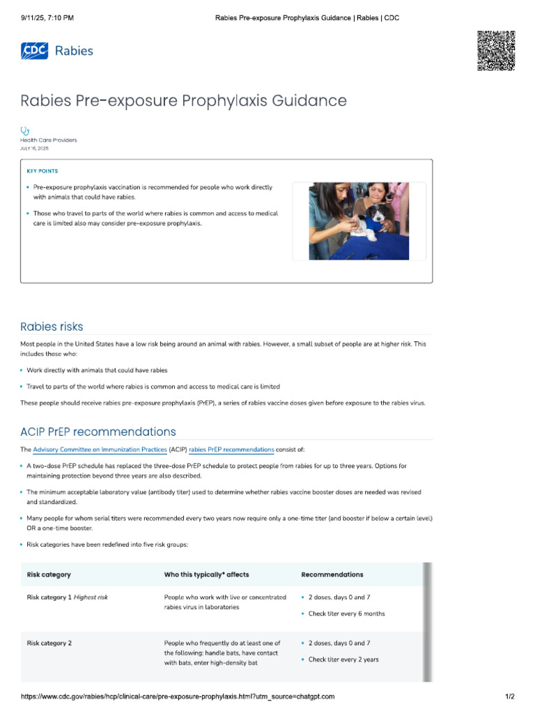 CDC Usa Rabies PrEP | PDF