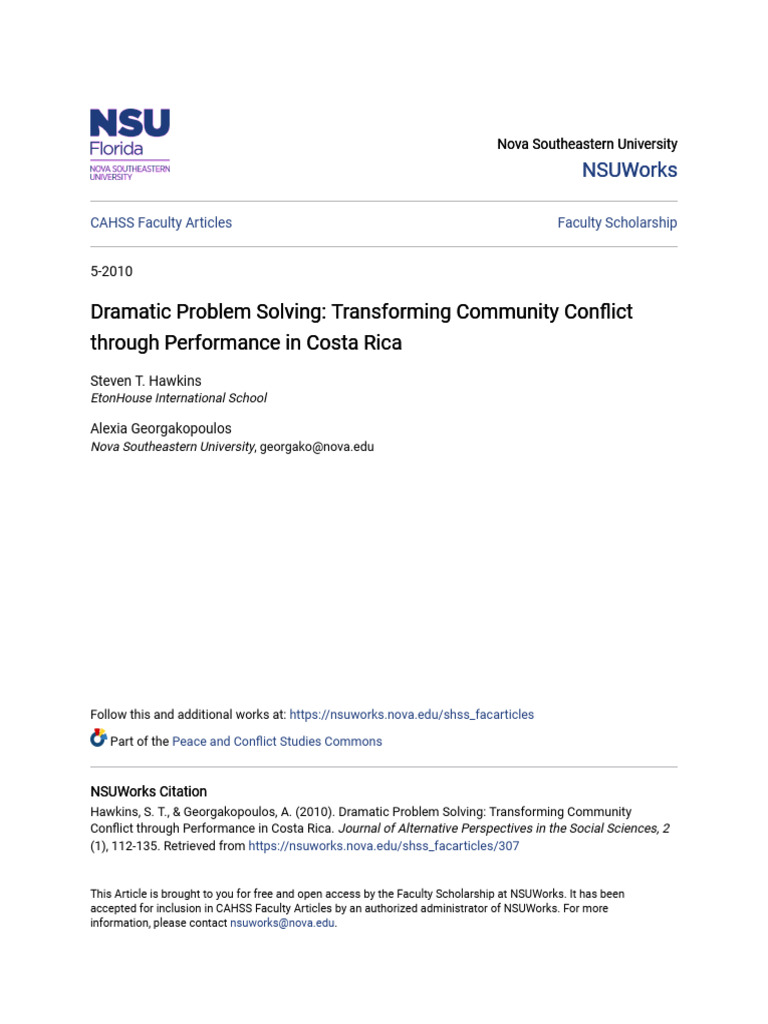 Dramatic Problem Solving - Transforming Community Conflict Through | PDF