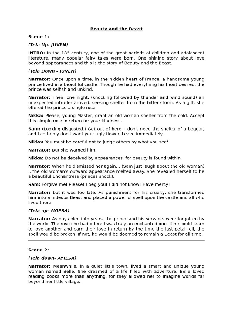 Beauty and The Beast Script | PDF