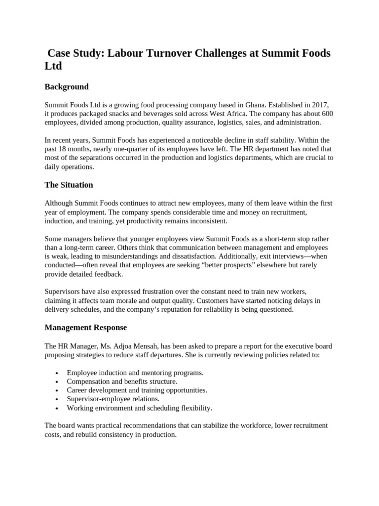 Labour Turnover Case Study 2 | PDF | Employment | Organizational Behavior