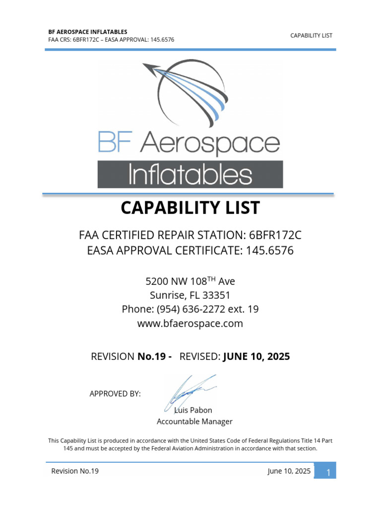 BF Aerospace Inflatables Capabilty Rev. 19 | PDF | Aerospace | Aviation ...
