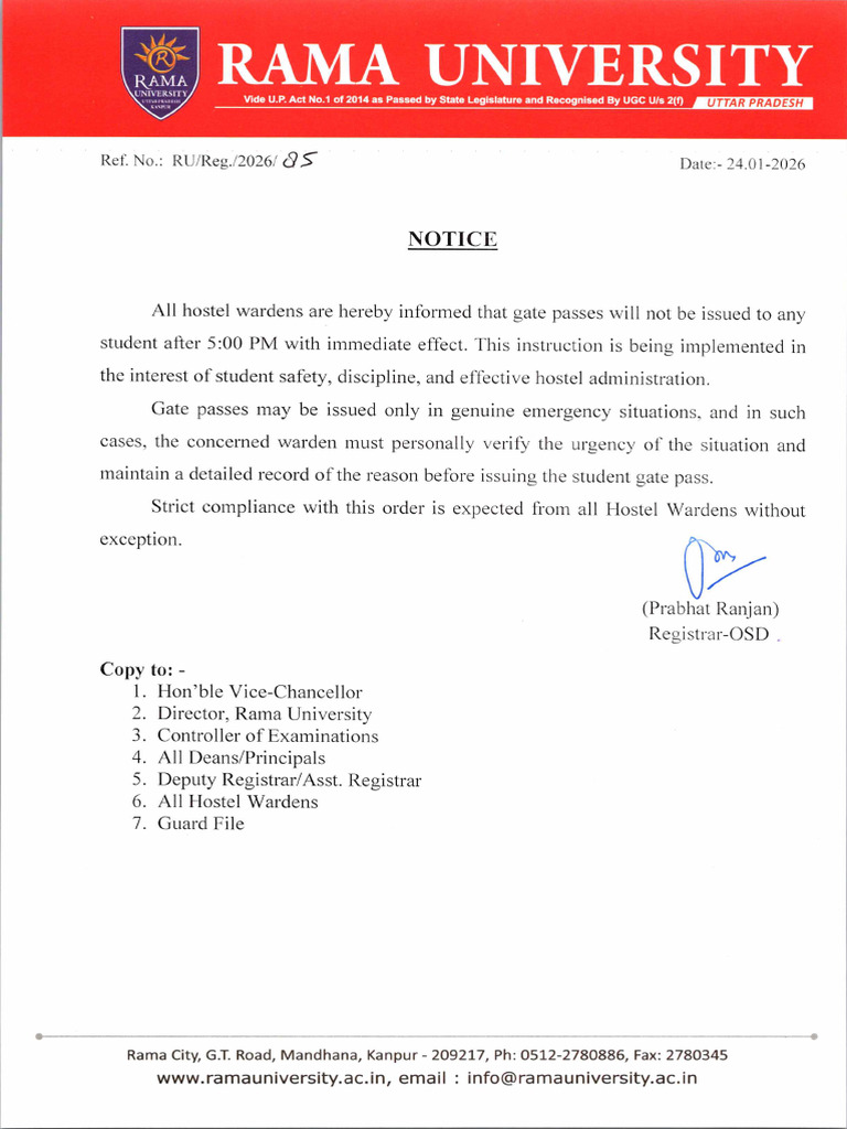 085 Notice All Hostel Wardens | PDF