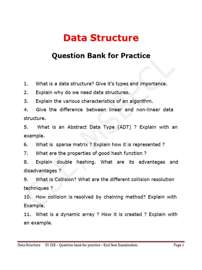 QB DS 2025 For End Sem | PDF | Queue (Abstract Data Type) | Algorithms ...