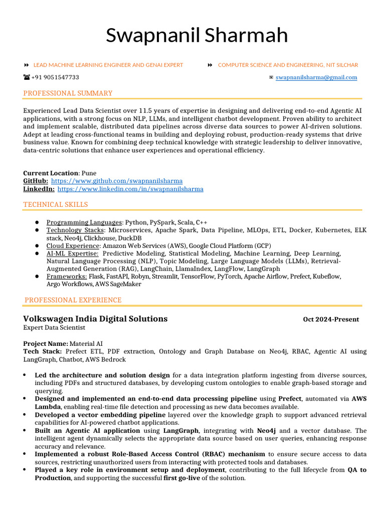 CV Swapnanil Sharmah New | PDF | Apache Spark | Databases