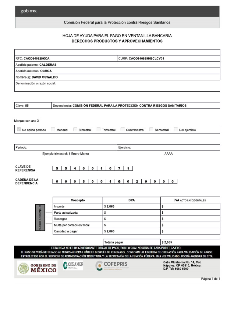 Hoja de Ayuda para El Pago en Ventanilla Bancaria | PDF