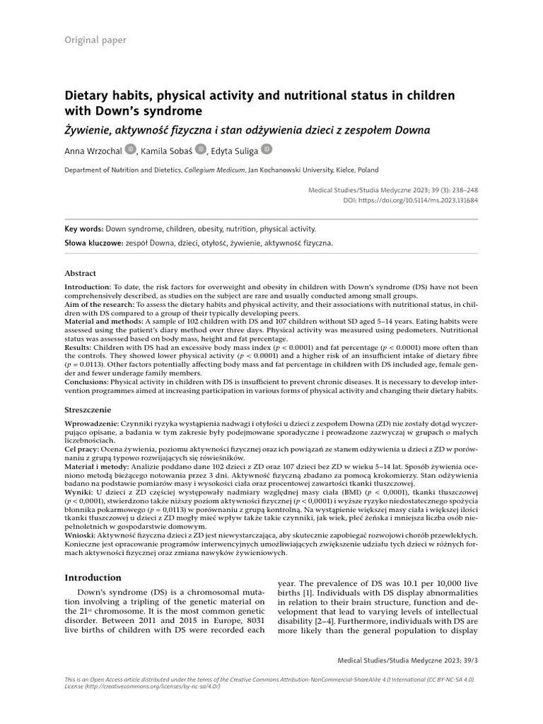 Dietary Habits, Physical Activity and Nutritional Status in Children ...