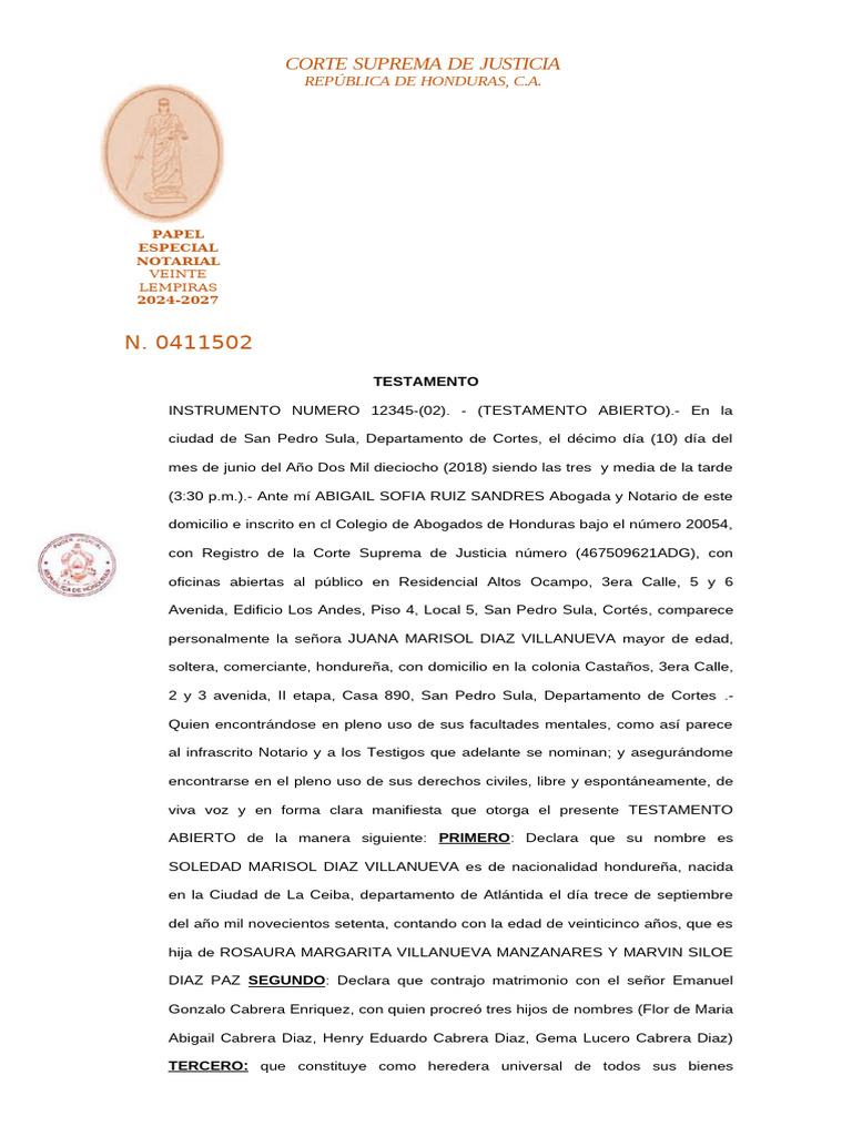 Testamento Abierto | PDF