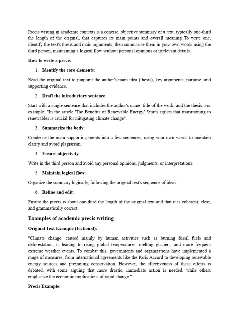 Precis Writing in Academic Writing | PDF