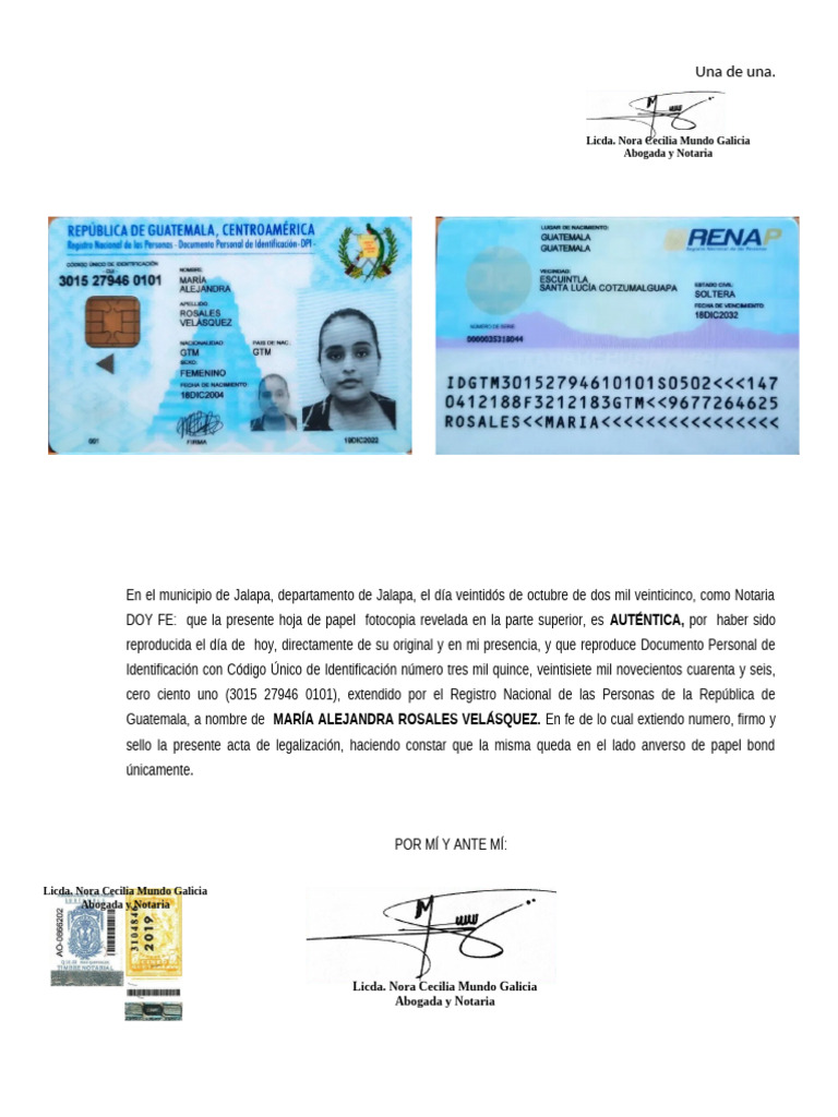 Legalización de Documento en Una Sola Hoja. AUTENTICA DPI | PDF