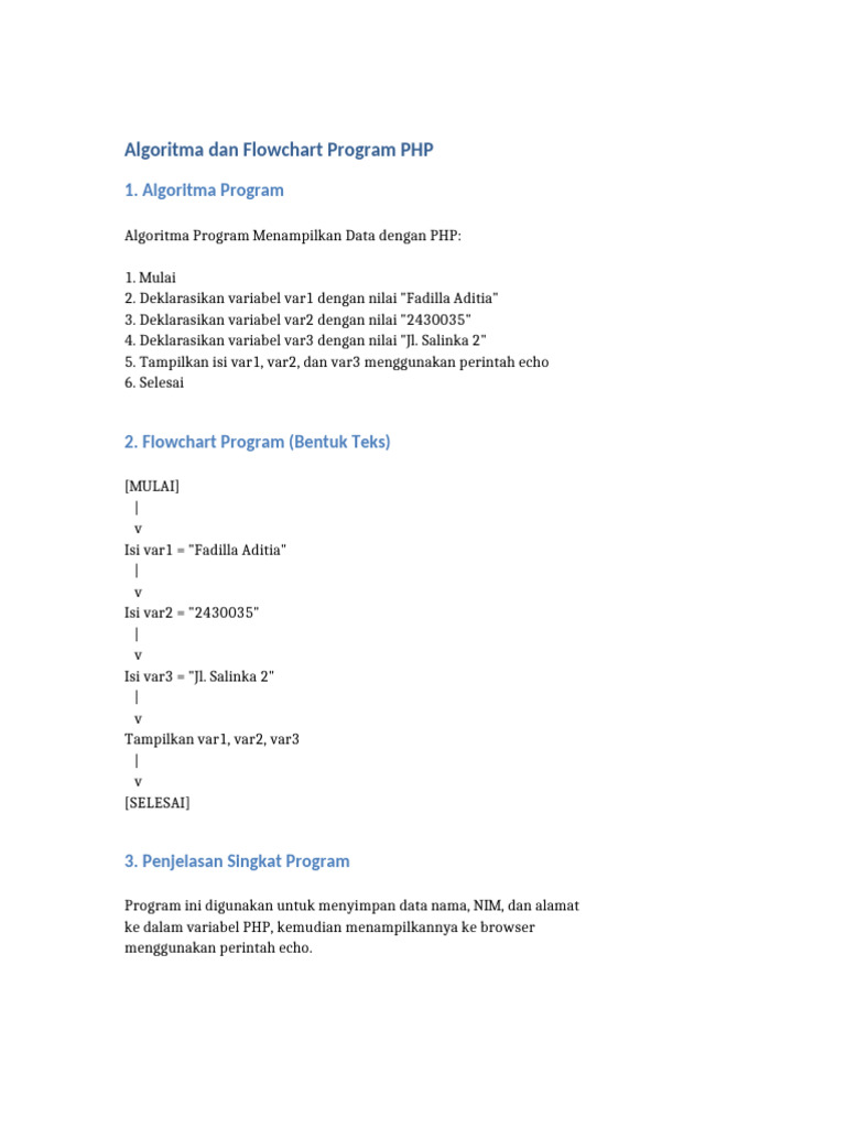Algoritma Dan Flowchart PHP | PDF