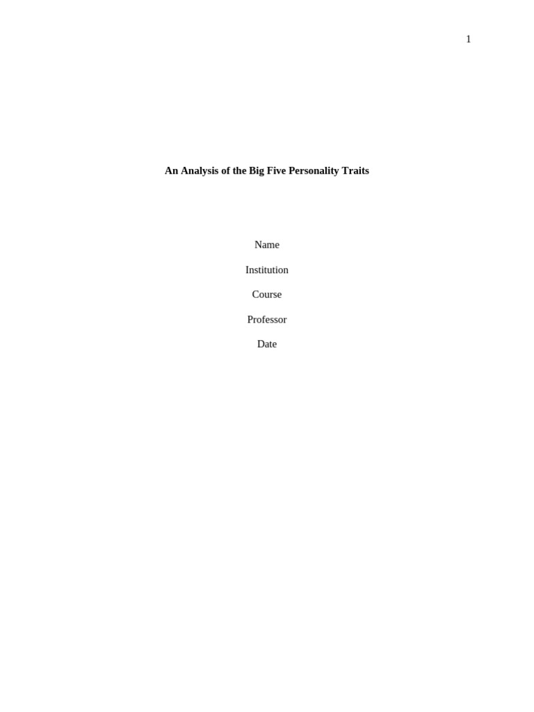 An Analysis of The Big Five Personality Traits | PDF | Extraversion And ...