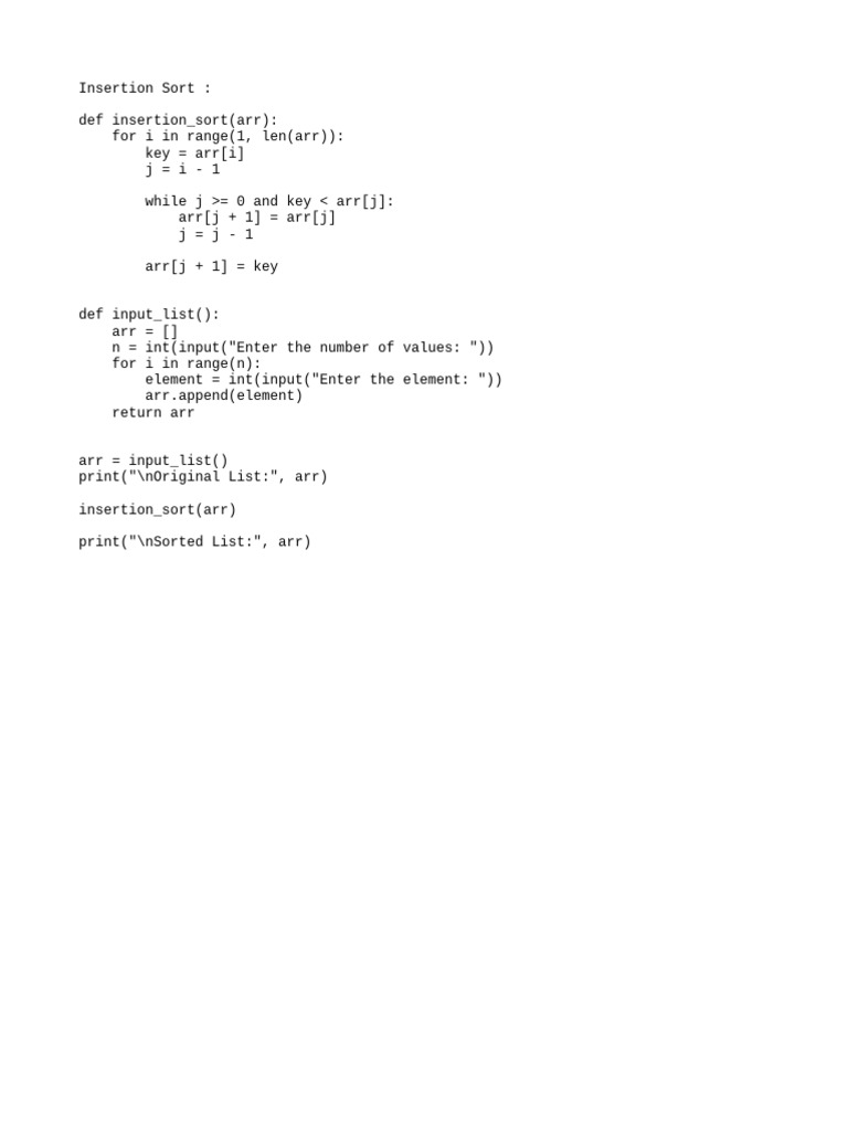 Insertion Sort | PDF