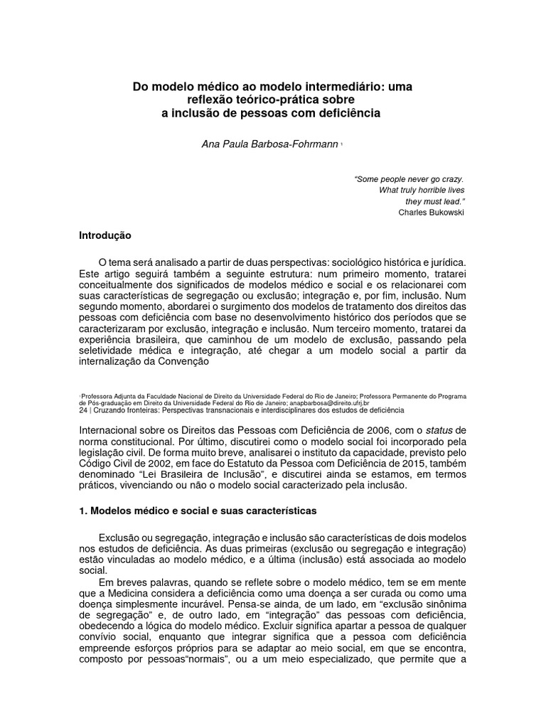 Do Modelo Medico Ao Modelo Intermediario | PDF | Deficiência | Constituição