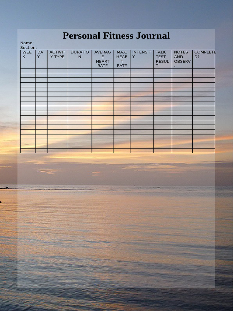 Fitness Journal | PDF