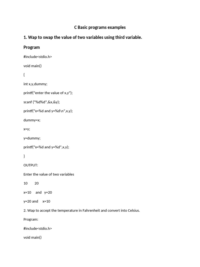 C Basic Programs Examples1 | PDF