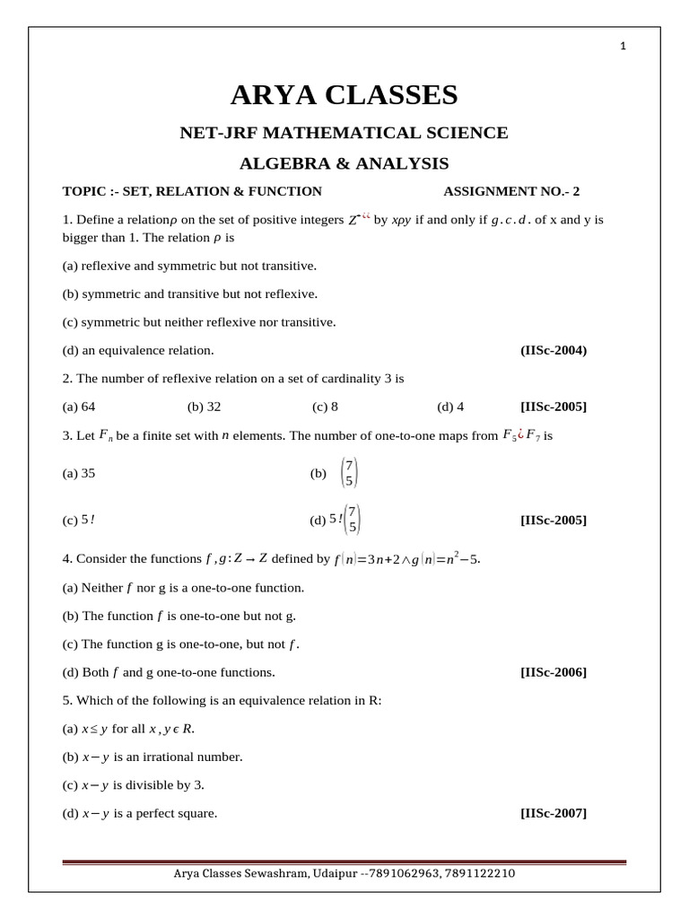 Set Theory Assmt 2 | PDF | Numbers | Function (Mathematics)