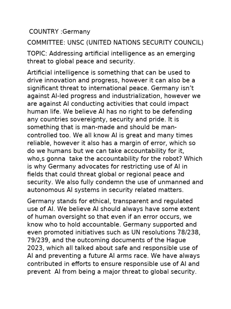 Mun Research Documents Sample, Resolutions and Position Papers | PDF ...