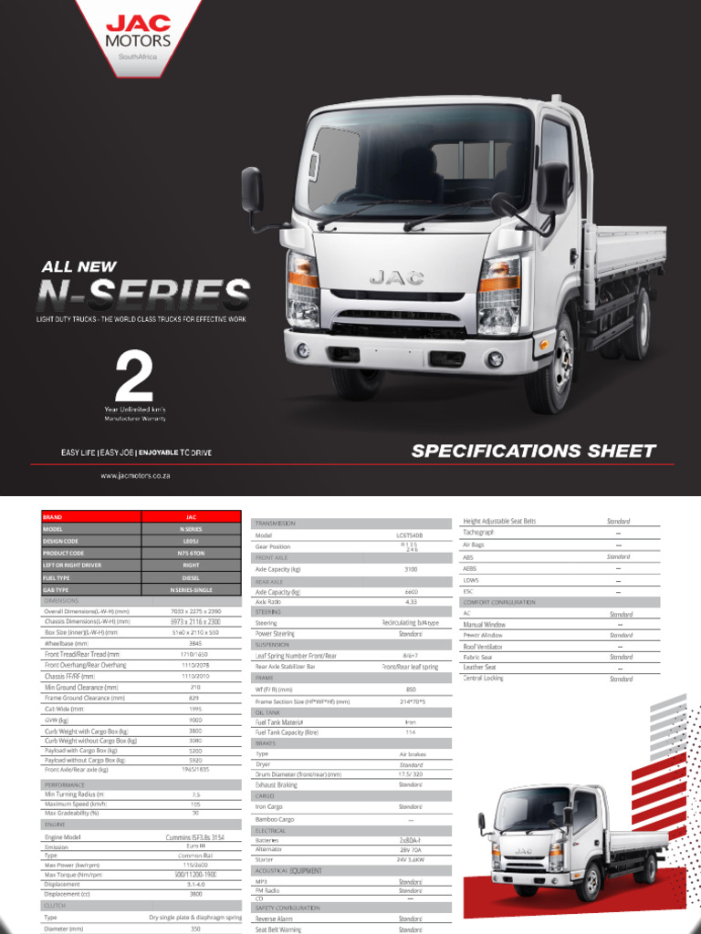 JAC N Series 6 Ton Truck | PDF