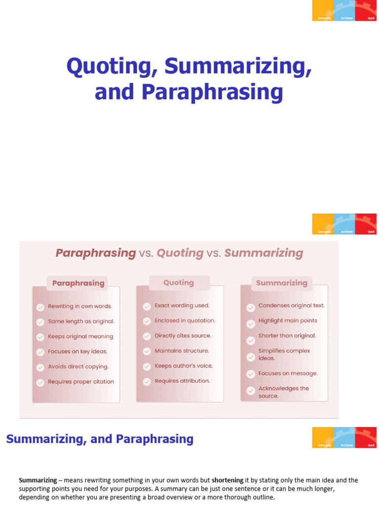 Paraphrasing Vs Summarising | PDF | Grocery Store | English Language