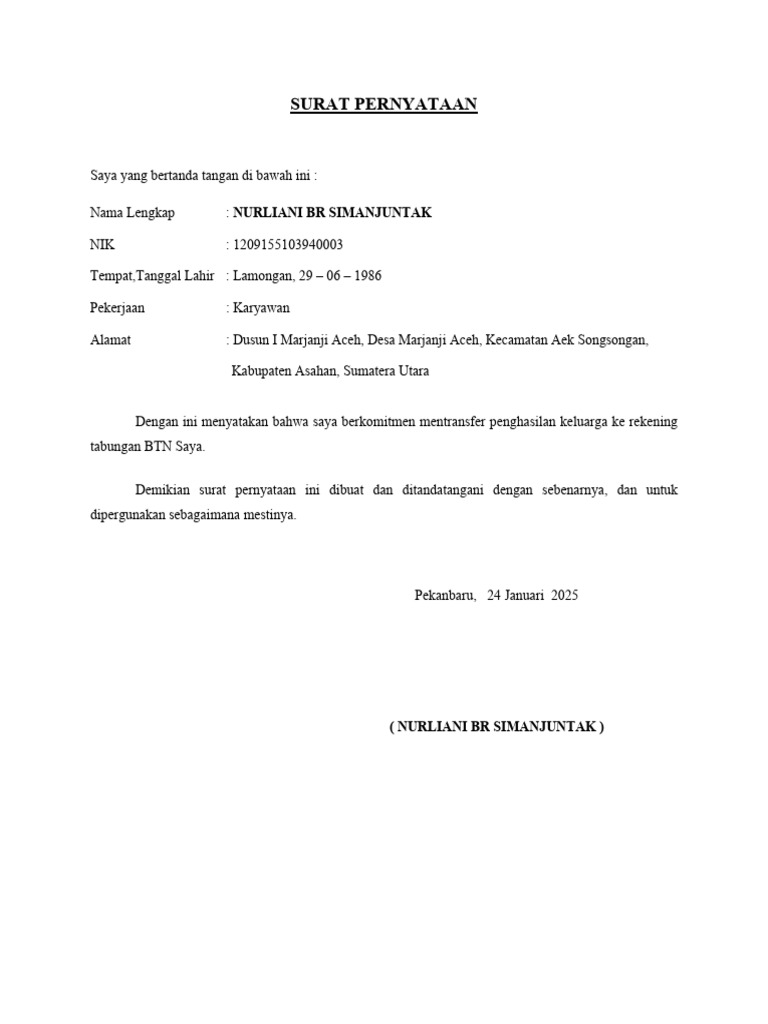 Surat Pernyataan Ip RK | PDF
