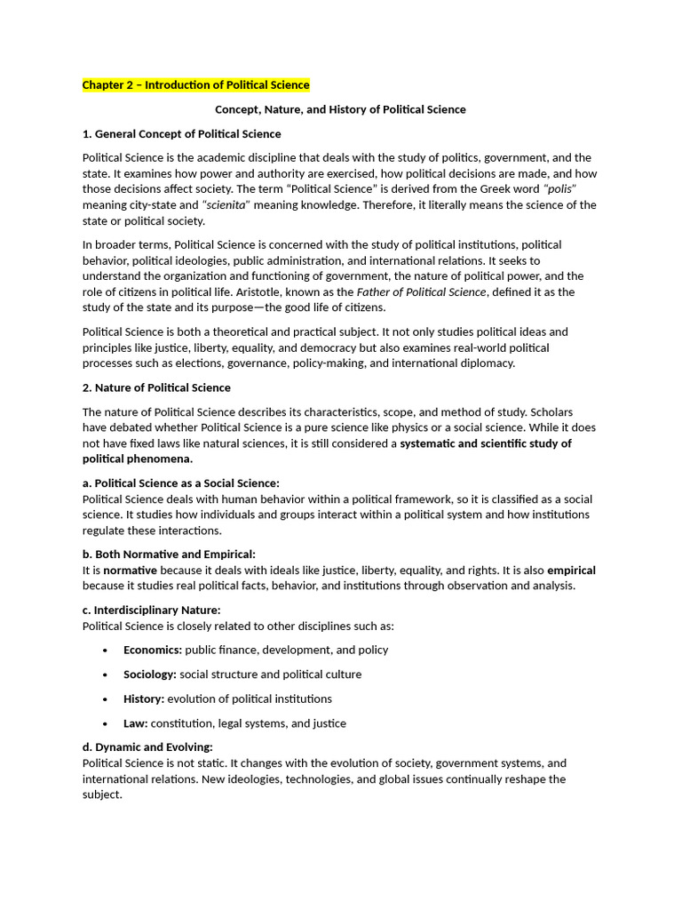 Political Science - Chapter 1 | PDF | Political Science | Science