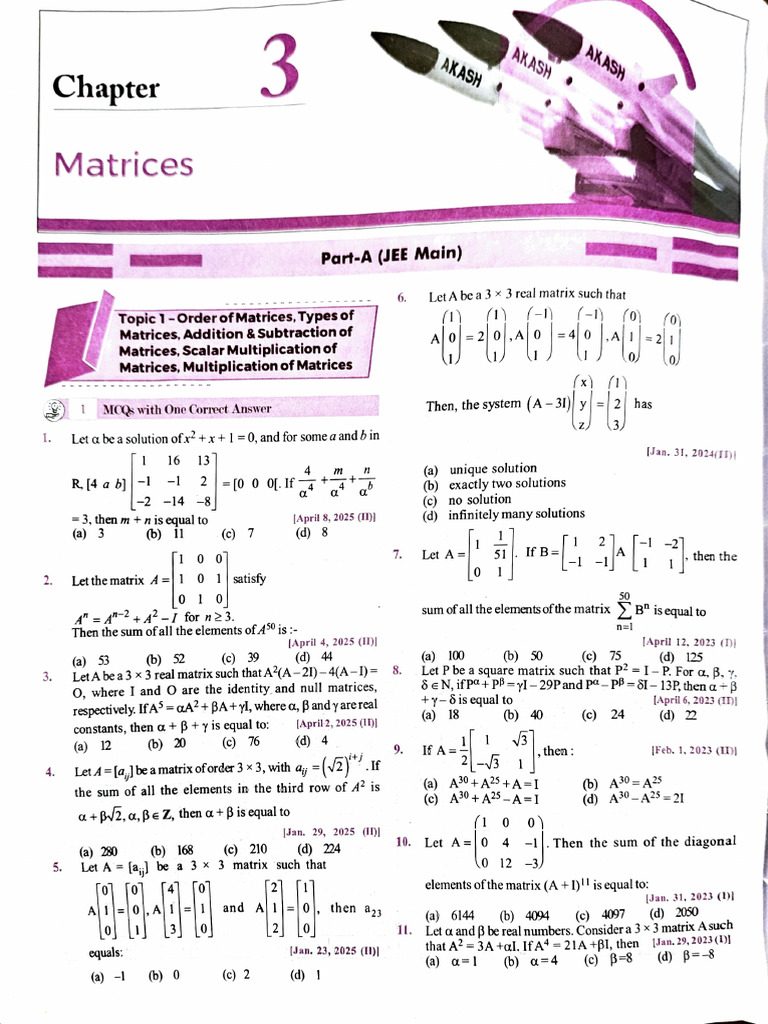 Matrix PYQ | PDF