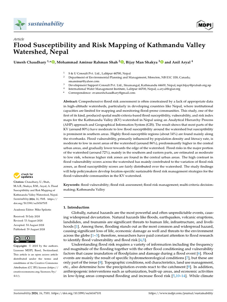 Flood Susceptibility and Risk Mapping of Kathmandu Valley | PDF | Flood ...