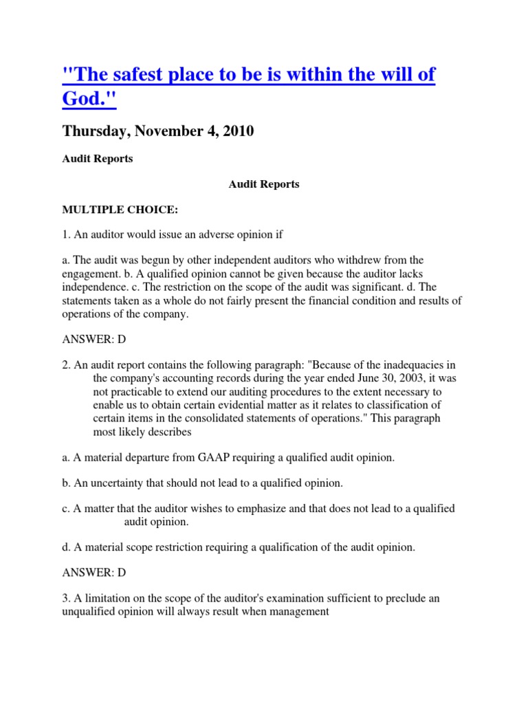 Audit Reports Pdf Auditor S Report Going Concern