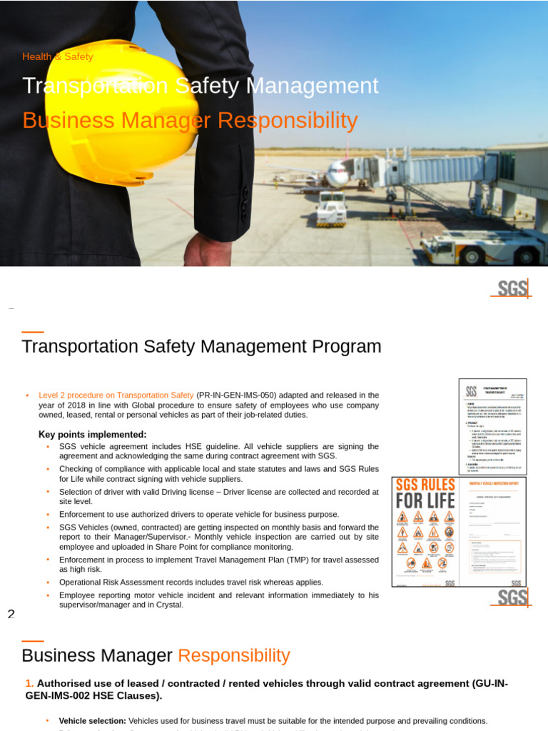 Transportation Safety - Manager's Responsibility (003) | PDF ...