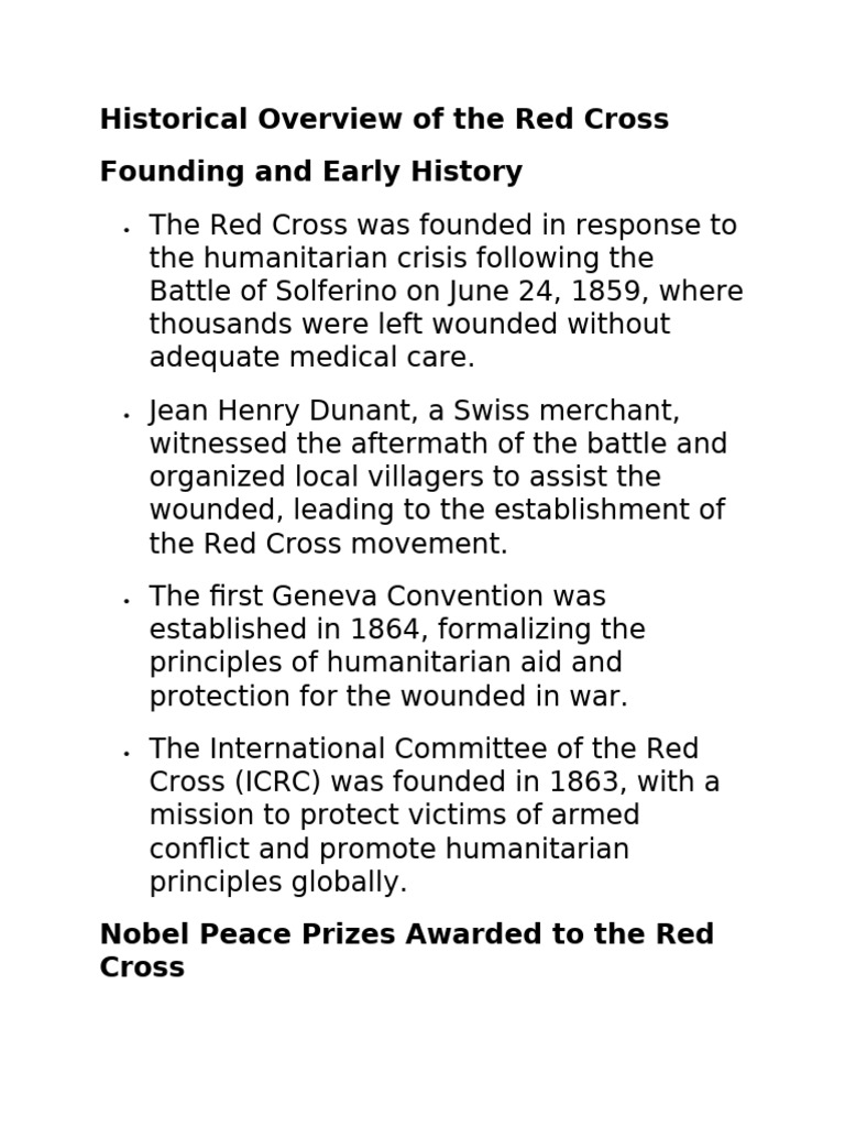 Historical Overview of The Red Cross | PDF | International Committee Of ...