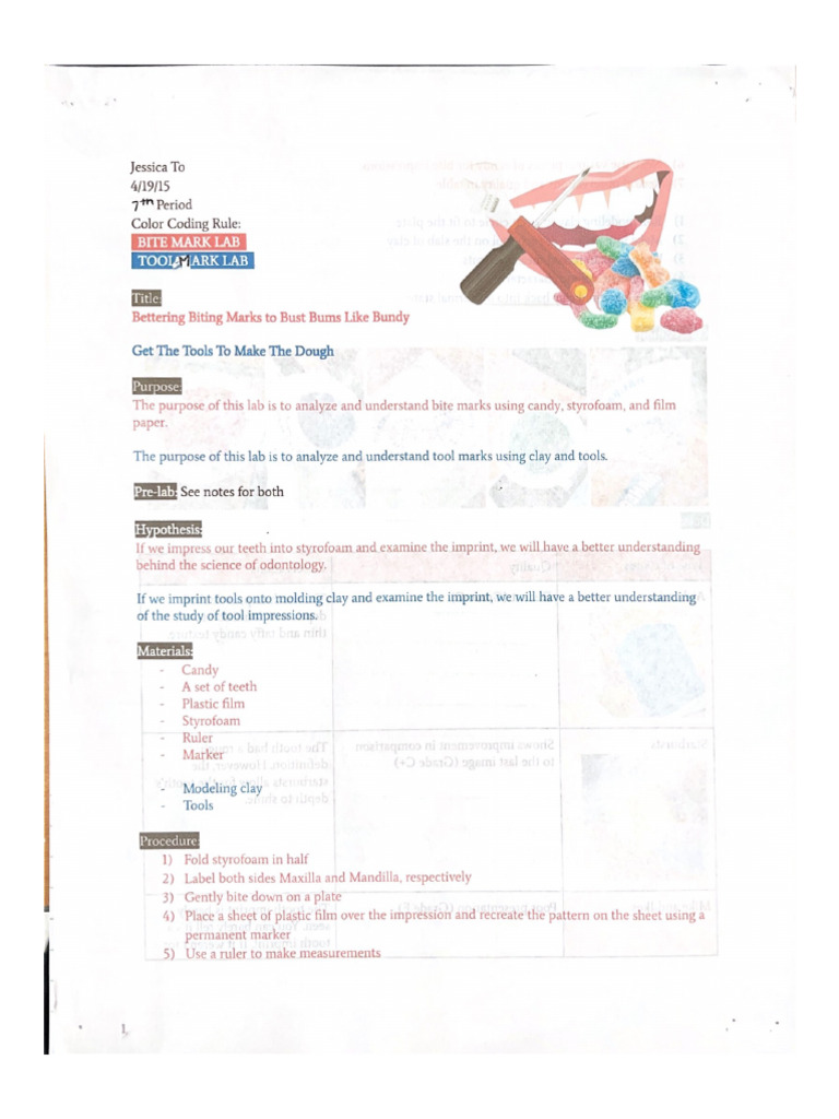 Forensic Science Lab Report Example | PDF