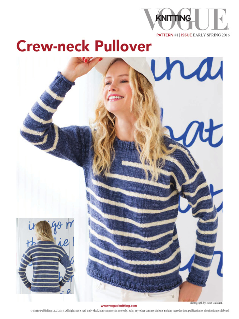 Crew Neck Sweater Pattern | PDF | Knitting | Seam (Sewing)