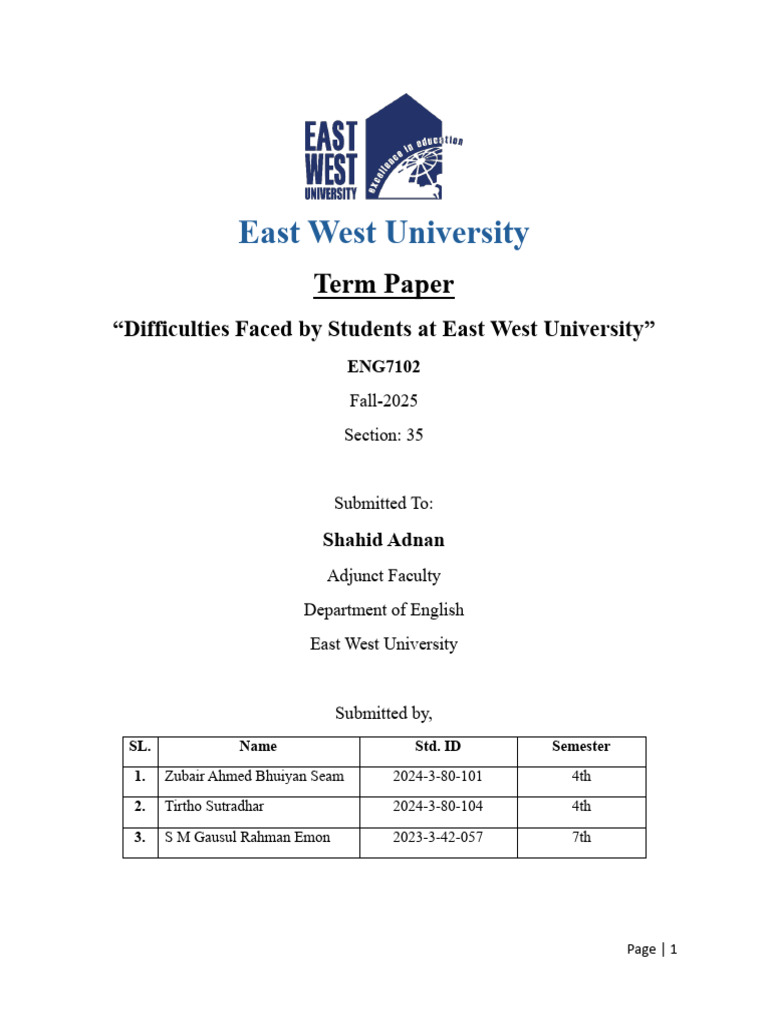 Difficulties Faced by Students at East West University | PDF | Libraries