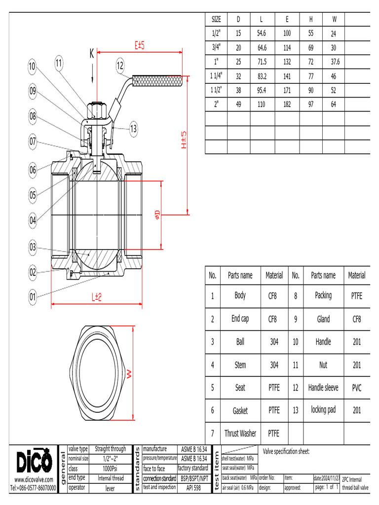 R1.2PC Ball Valve | PDF | Valve | Gas Technologies