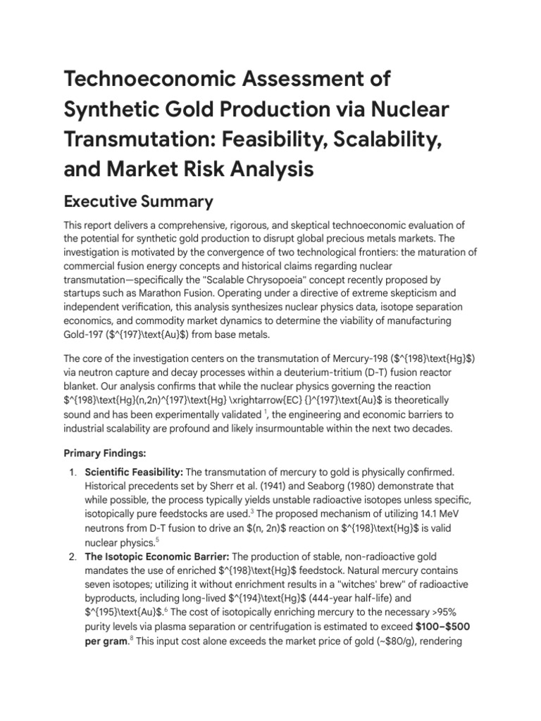 Synthetic Gold Research and Economic Impact | PDF | Neutron | Enriched ...