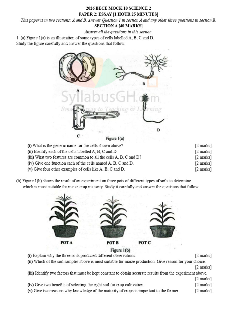 2026 Bece Mock 10 Science 2-2 | PDF | Breathing | Exhalation