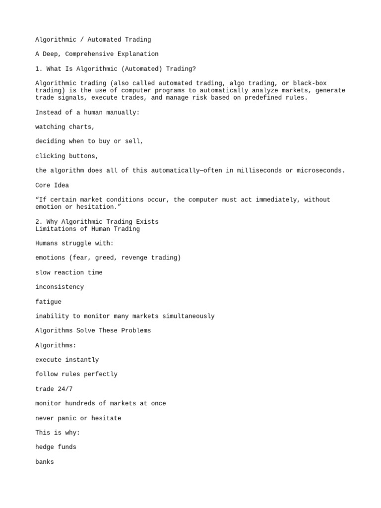 Algorithmic or Automated Trading | PDF | Algorithmic Trading | Market ...