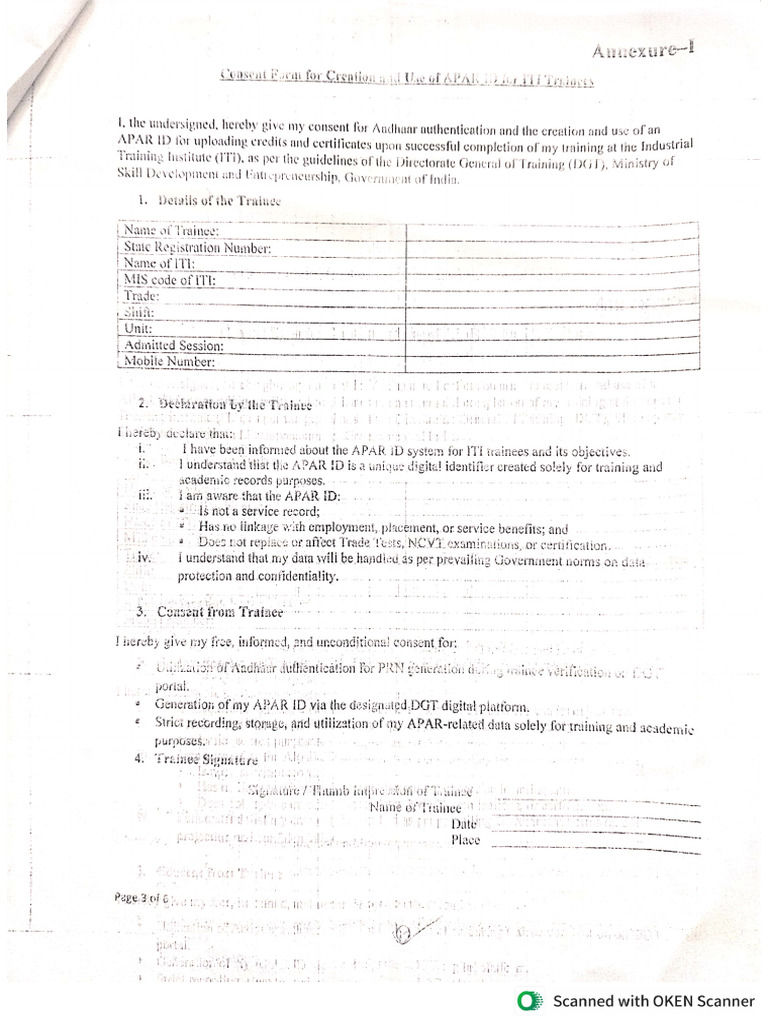 Consent Form APAR Id - 1 | PDF