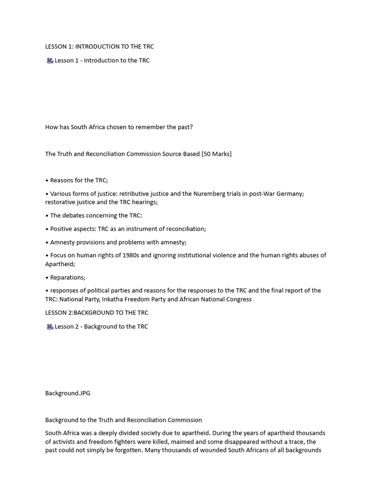 The Truth and Reconciliation Commission | PDF | Justice | Crime & Violence