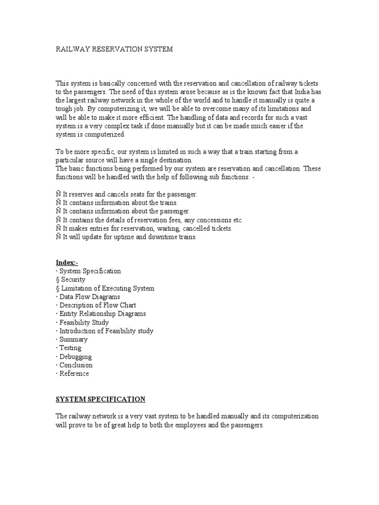 Level 1 DFD for Railway Reservation System | PDF | Feasibility Study ...
