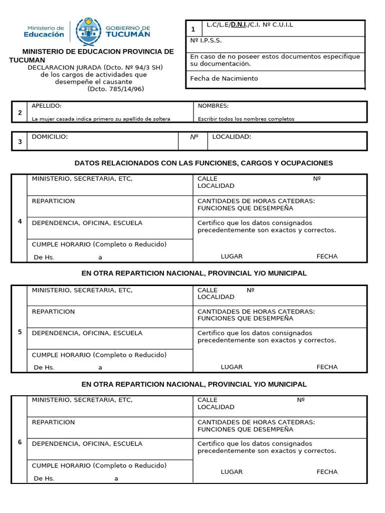 Nueva DDJJ 2025 en Blanco 2025 | PDF