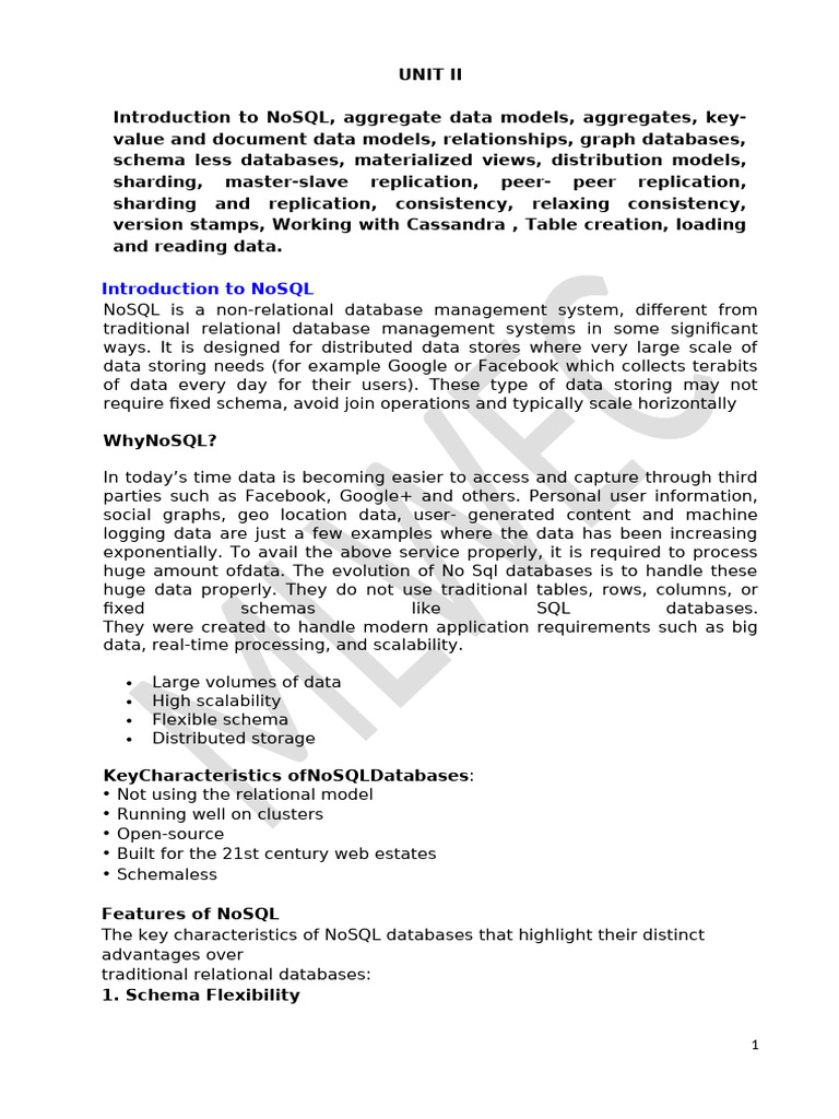 Unit II Bda Material Mlwec | PDF | No Sql | Replication (Computing)