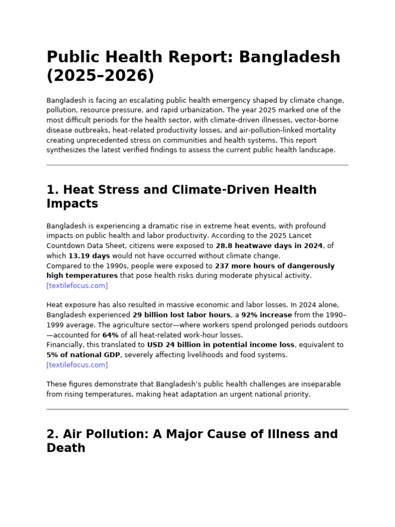 Public Health Report | PDF | Climate Resilience | Public Health