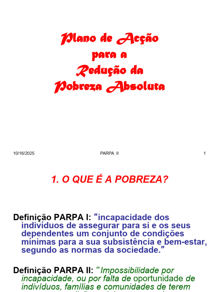 EcoMoz (X) - PARPA - Plano de Acção para A Redução Da Pobreza Absoluta ...