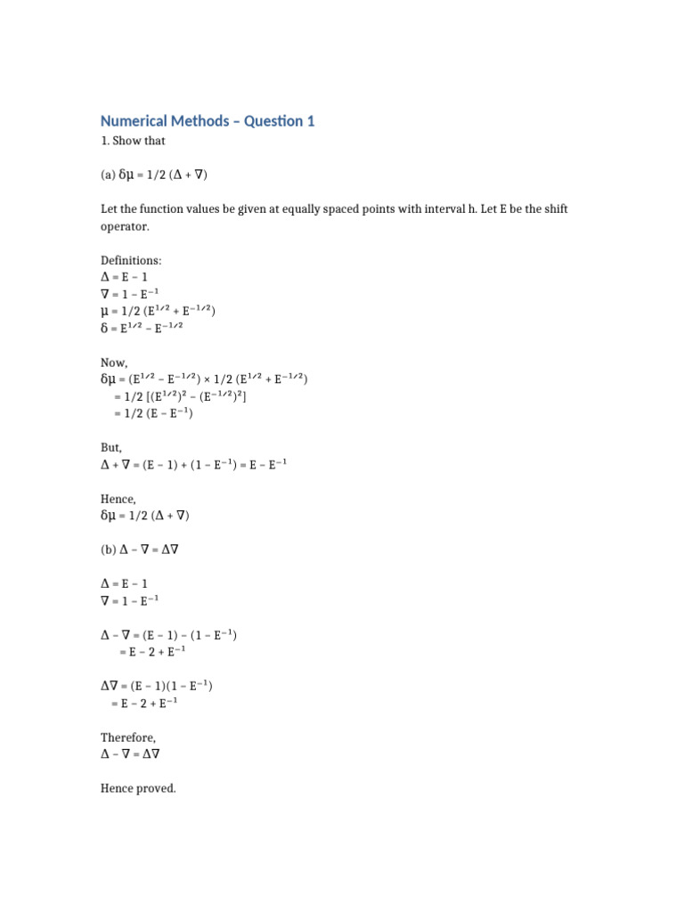 Numerical Methods Q1 | PDF