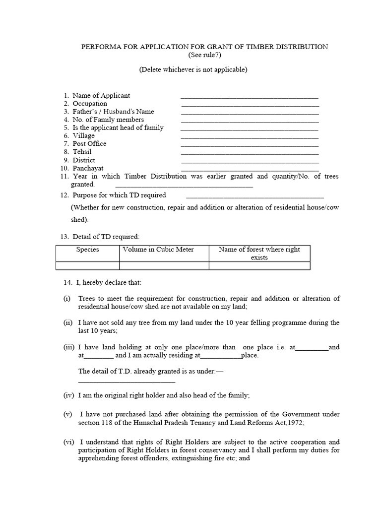 Himachal TD Form (English) | PDF